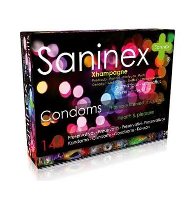 Saninex preservativos xhampagne - punteado 144 uds