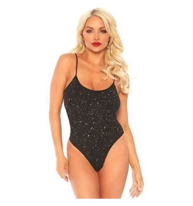 Body lurex brillante con tanga negro/oro