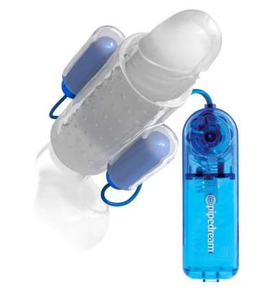 Funda para el pene dual con vibración - azul