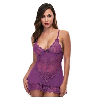 Mini lace chemise - picardias morado