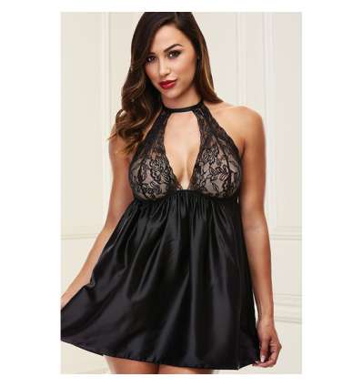 Sexy lace babydoll set black