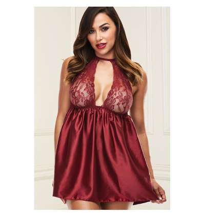 Sexy lace babydoll set red