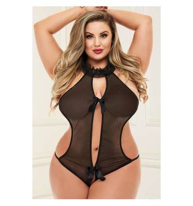 Deep v teddy black