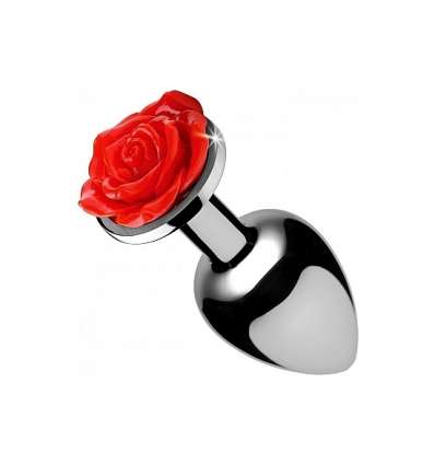 Plug anal metal grande con rosa roja