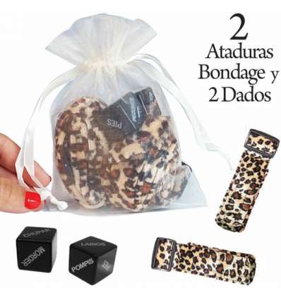 Kit bolsa organza 2 ataduras leopardo + 36 combinaciones