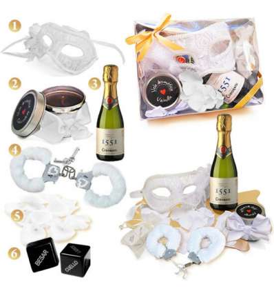 Kit erótico blanco máscara veneciana cava