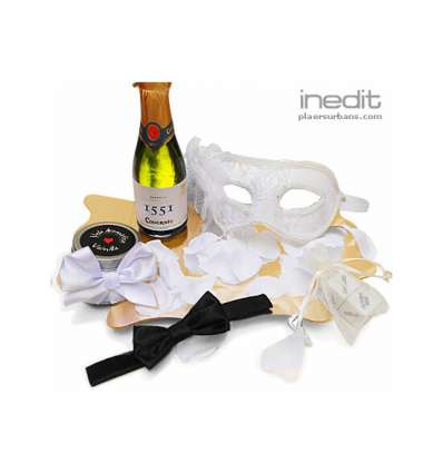 Kit erótico máscara veneciana con cava - blanco