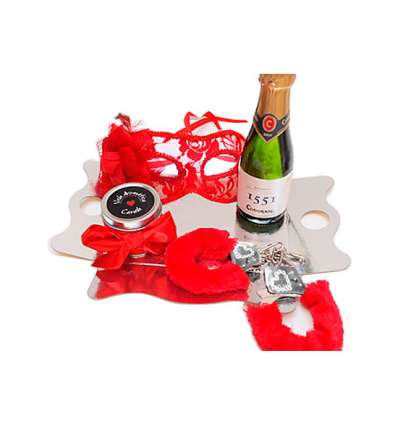 Kit erótico máscara veneciana con cava - rojo