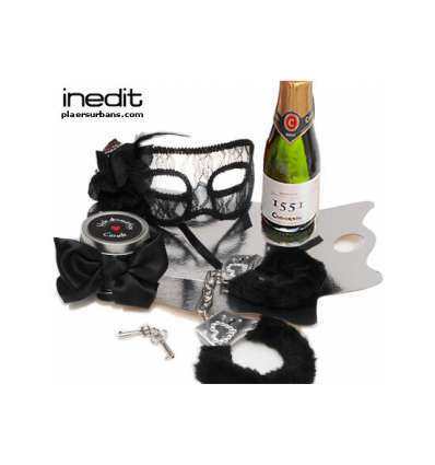 Kit erótico máscara veneciana con cava - negro