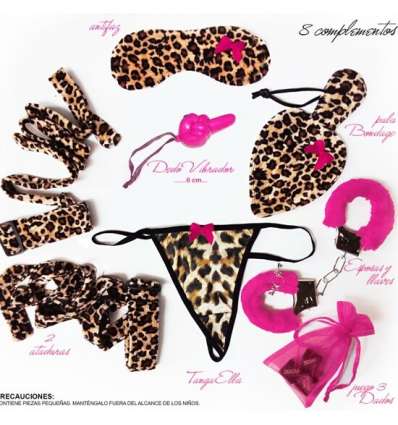 Kit animal print rosa bondage (8 piezas)