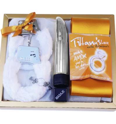 Kit erótico vibrador y anillo tiffanys silicona - naranja