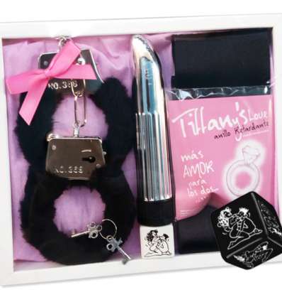 Kit erótico negro vibrador / anillo tiffanys silicona