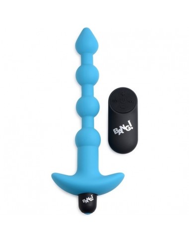 Plug vibrador de bolas anales de silicona - azul