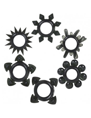 Anillos silicona - tower of power - 6 pack negro