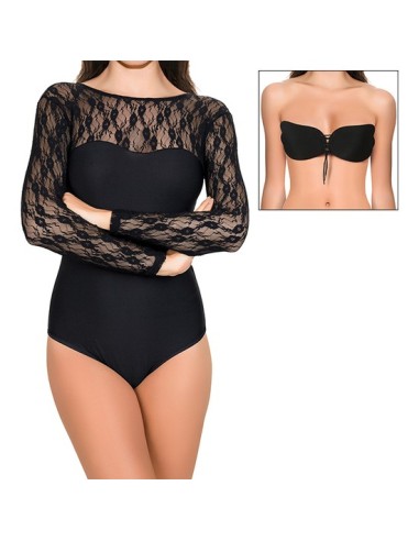 Set body nella con sujetador invisible intimax con autoadhesivo - negro