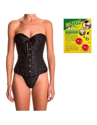 Pack corset atenea en color negro y 2 bolas de aceite de coco con aroma de frutas