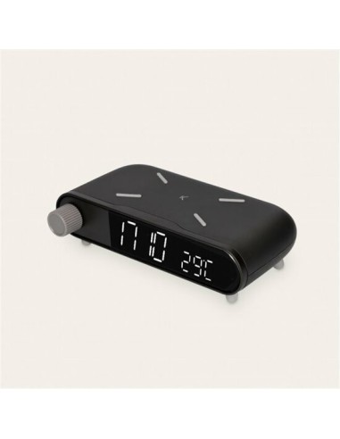 Cargador inalambrico alarma clock retro negro