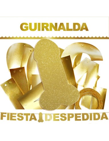 Guirnalda fiesta despedida pene dorado (cartulina dorada 220gr)