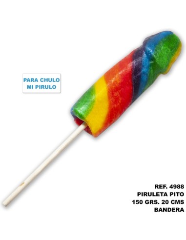 Piruleta pirulo cono 50 gr. y 20 cm con la bandera lgbt (para chulo, chulo mi pirulo)