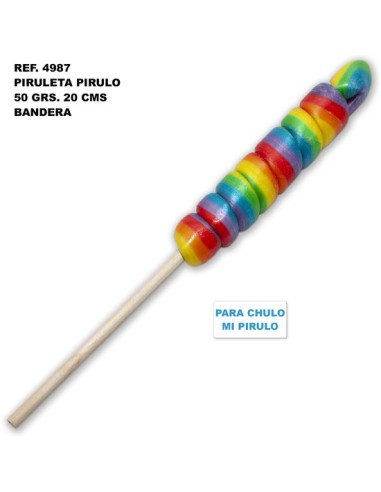 Piruleta pirulo 50 gr. y 20 cmcon la bandera lgbt (para chulo, chulo mi pirulo)